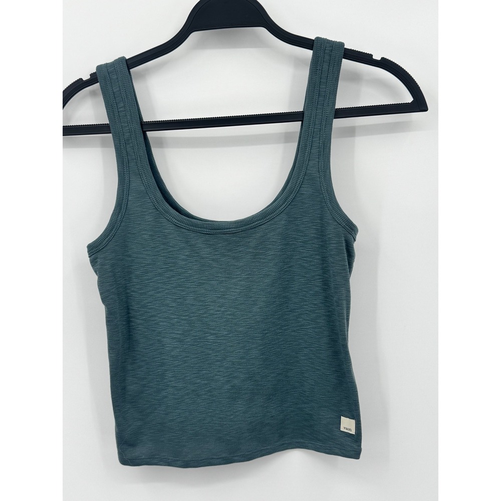 Vuori Sunrise Crop Tank Women Small Blue Green Gray Heathered VW1013